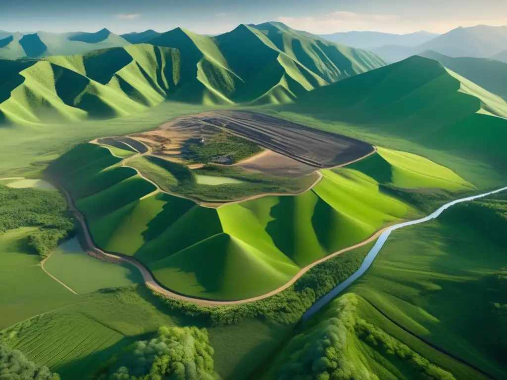 Impresionante vista aérea de una mina sostenible en paisaje natural - Mineria sostenible y ecología