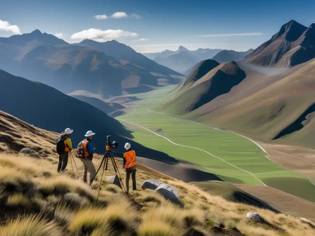 Geólogos realizan topografía en montañas - Mejores prácticas para mapeo geológico sostenible