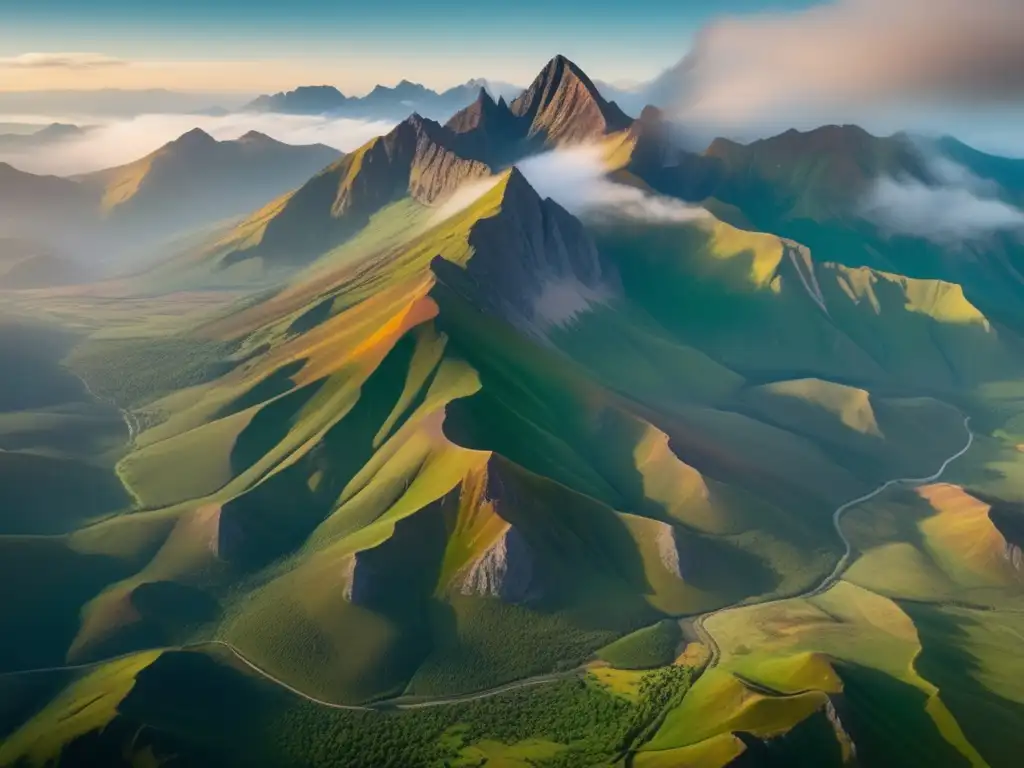 Paisaje montañoso con técnicas sostenibles de mapeo geológico avanzado