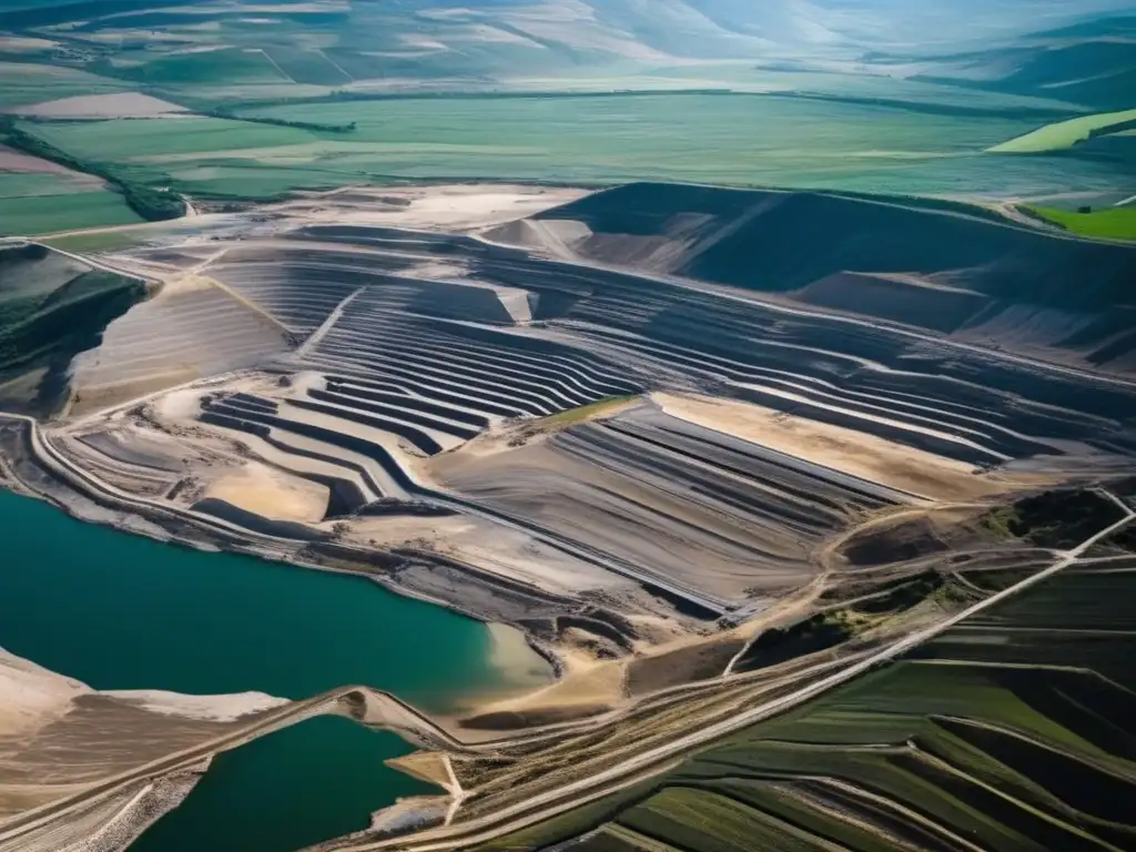 Vista aérea impresionante de una mina en Francia - Regulación de recursos naturales en minería